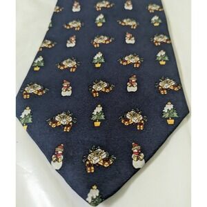 Men's Navy Holiday Pattern Silk Tie